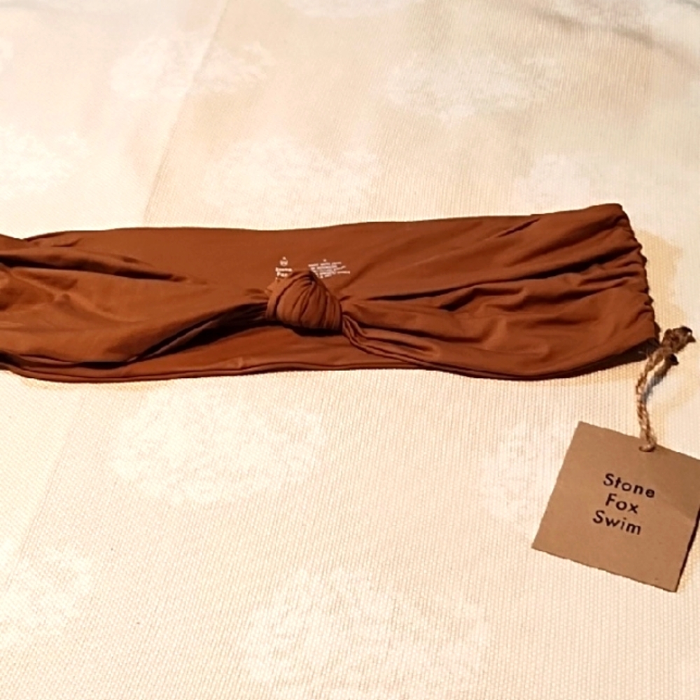 Stone Fox Swim Brown Twist Bandeau Top